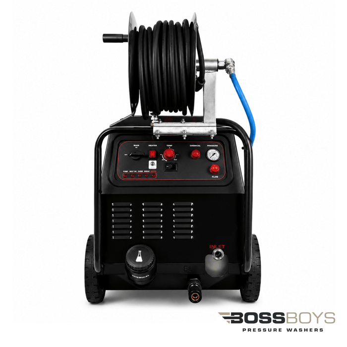 BOSSBOYS MHE10160SS Mobile Electric Hot Water Pressure Washer 160 Bar 10L/min 3-Phase
