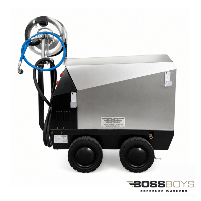 BOSSBOYS MHE10160SS Mobile Electric Hot Water Pressure Washer 160 Bar 10L/min 3-Phase
