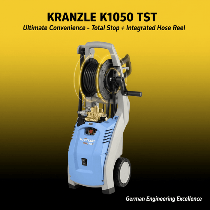 Kranzle K1050 TST pressure washer with integrated hose reel Total Stop