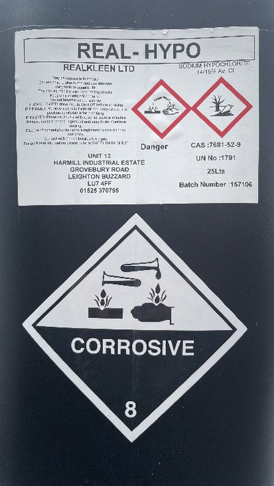 Real-Hypo Sodium Hypochlorite 14/15% 25L - RealKleen LTD